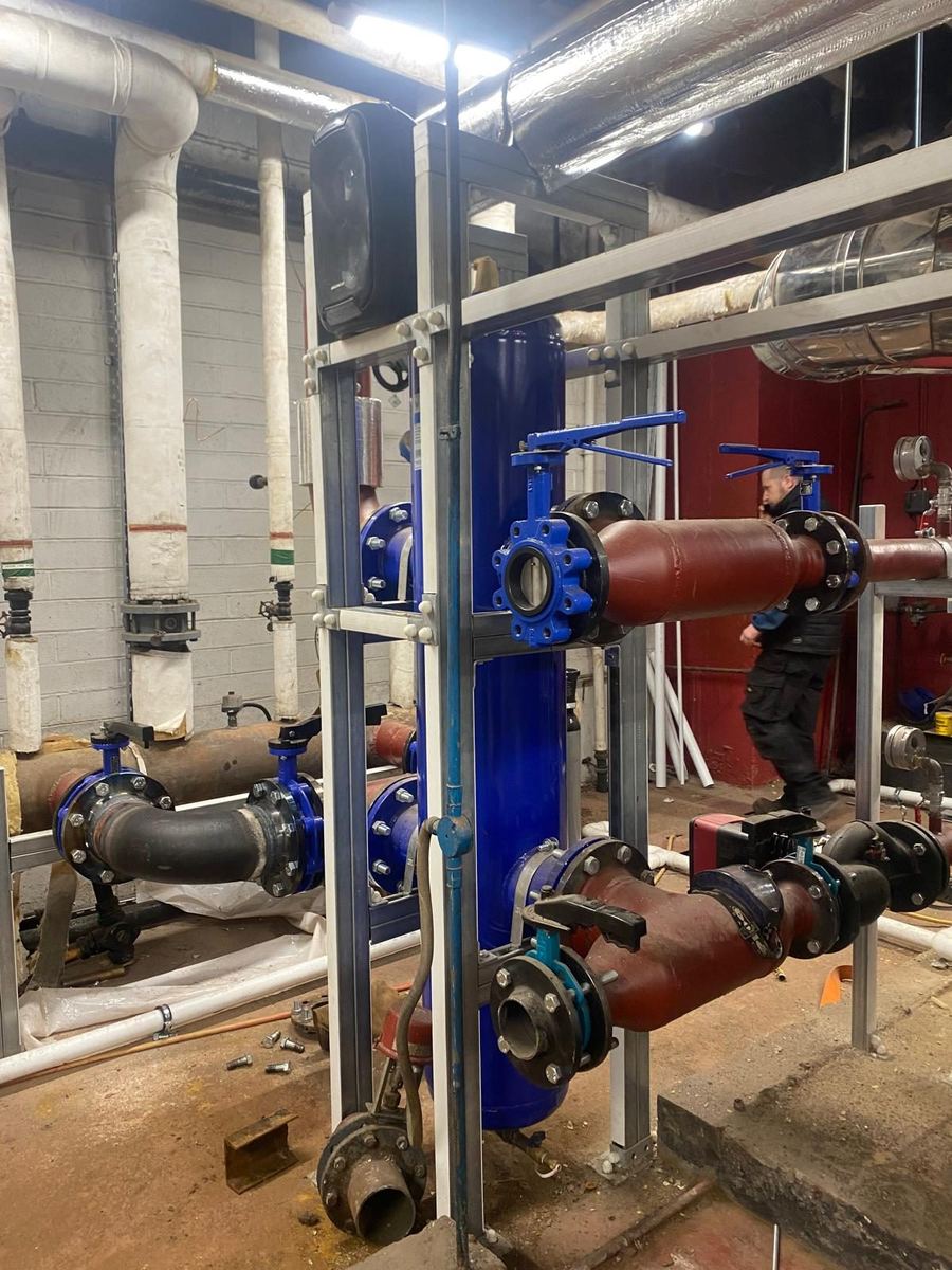 Heating manifold with isolating and commissioning valves, Delta Flow Mechanical project near The Square, Tallaght D24
